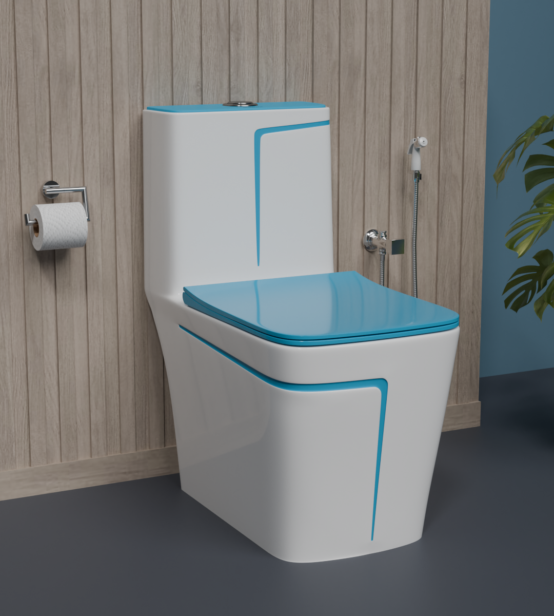BRIZENTA Ceramic Western Washdown Color Commode For Bathroom with S Trap for Bathroom India